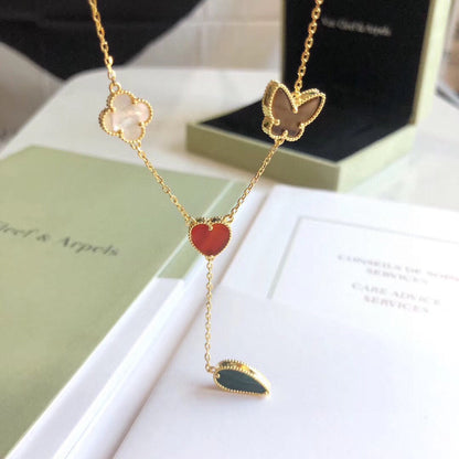 [Charm Aries Jewelry]LUCKY SPRING 4 MOTIFS ROSE GOLD NECKLACE