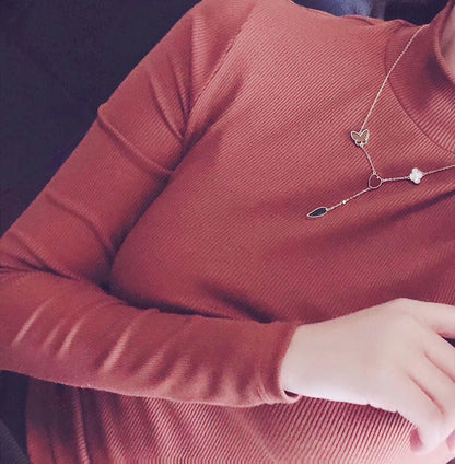 [Charm Aries Jewelry]LUCKY SPRING 4 MOTIFS ROSE GOLD NECKLACE