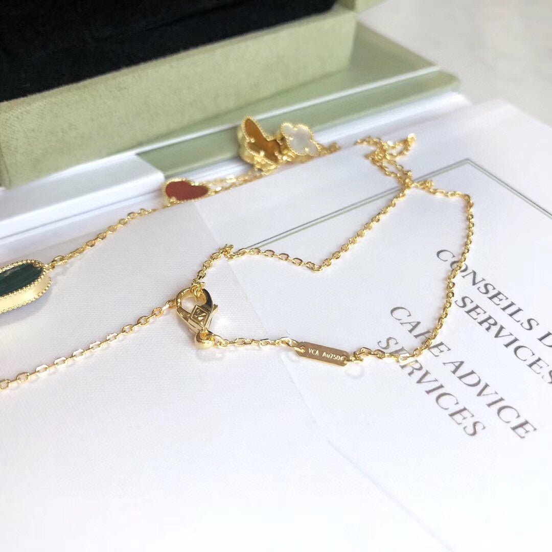 [Charm Aries Jewelry]LUCKY SPRING 4 MOTIFS ROSE GOLD NECKLACE