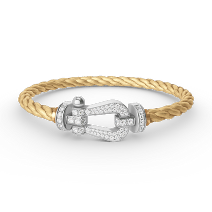 [Charm Aries Jewelry]FORCE LARGE HORSESHOE FULL DIAMOND BRACELET SILVER