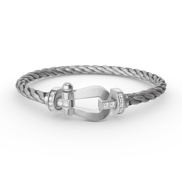 [Charm Aries Jewelry]FORCE LARGE HORSESHOE HALF DIAMOND BRACELET SILVER