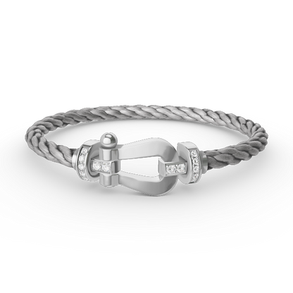[Charm Aries Jewelry]FORCE LARGE HORSESHOE HALF DIAMOND BRACELET SILVER
