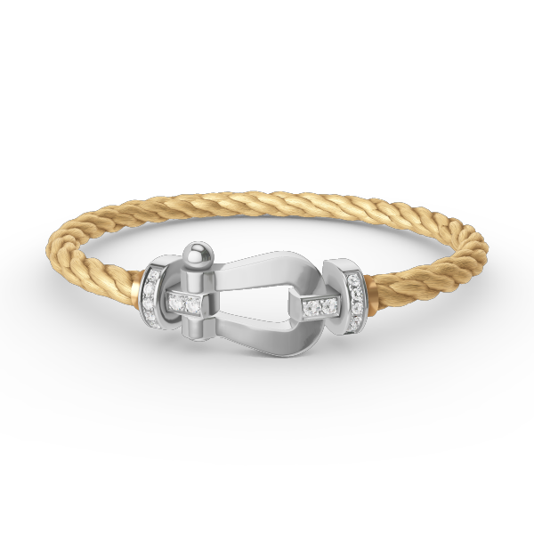 [Charm Aries Jewelry]FORCE LARGE HORSESHOE HALF DIAMOND BRACELET SILVER