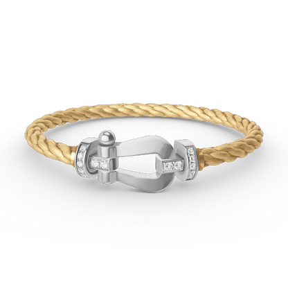 [Charm Aries Jewelry]FORCE LARGE HORSESHOE HALF DIAMOND BRACELET SILVER