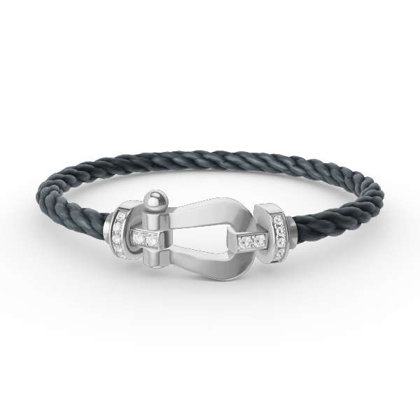 [Charm Aries Jewelry]FORCE LARGE HORSESHOE HALF DIAMOND BRACELET SILVER
