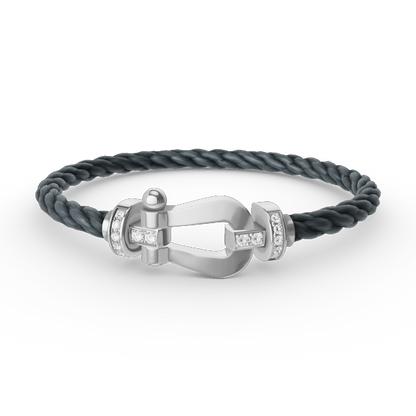 [Charm Aries Jewelry]FORCE LARGE HORSESHOE HALF DIAMOND BRACELET SILVER