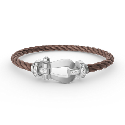 [Charm Aries Jewelry]FORCE LARGE HORSESHOE HALF DIAMOND BRACELET SILVER