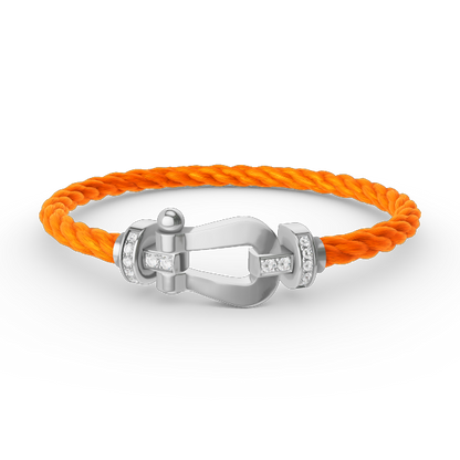 [Charm Aries Jewelry]FORCE LARGE HORSESHOE HALF DIAMOND BRACELET SILVER