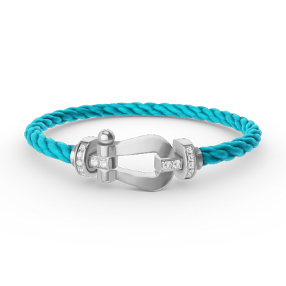 [Charm Aries Jewelry]FORCE LARGE HORSESHOE HALF DIAMOND BRACELET SILVER