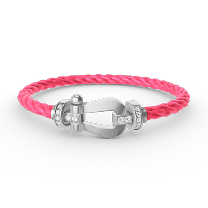 [Charm Aries Jewelry]FORCE LARGE HORSESHOE HALF DIAMOND BRACELET SILVER