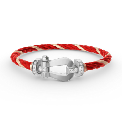 [Charm Aries Jewelry]FORCE LARGE HORSESHOE HALF DIAMOND BRACELET SILVER