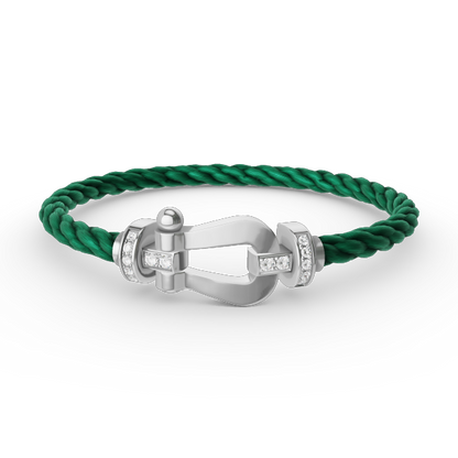 [Charm Aries Jewelry]FORCE LARGE HORSESHOE HALF DIAMOND BRACELET SILVER