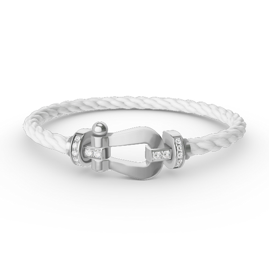 [Charm Aries Jewelry]FORCE LARGE HORSESHOE HALF DIAMOND BRACELET SILVER