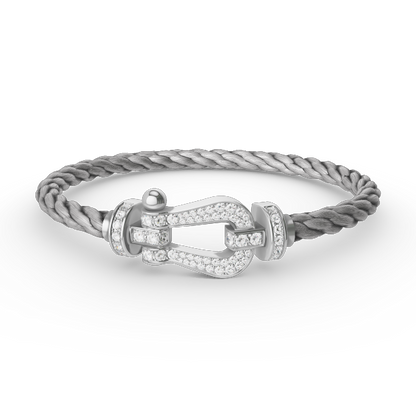 [Charm Aries Jewelry]FORCE LARGE HORSESHOE FULL DIAMOND BRACELET SILVER