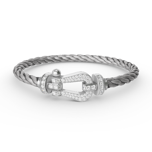 [Charm Aries Jewelry]FORCE LARGE HORSESHOE FULL DIAMOND BRACELET SILVER