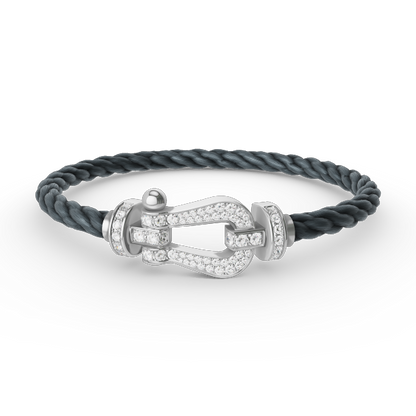 [Charm Aries Jewelry]FORCE LARGE HORSESHOE FULL DIAMOND BRACELET SILVER