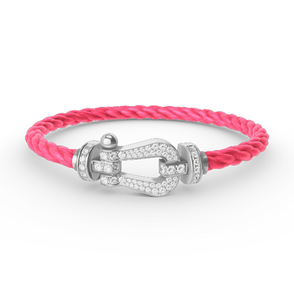 [Charm Aries Jewelry]FORCE LARGE HORSESHOE FULL DIAMOND BRACELET SILVER