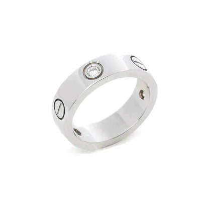 [Charm Aries Jewelry]LOVE RING 5.5MM 3 DIAMONDS SILVER